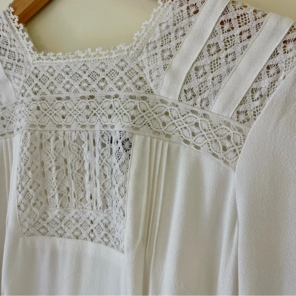 J. Crew Point Sure Cream Lace Top 100% Cotton Size 2